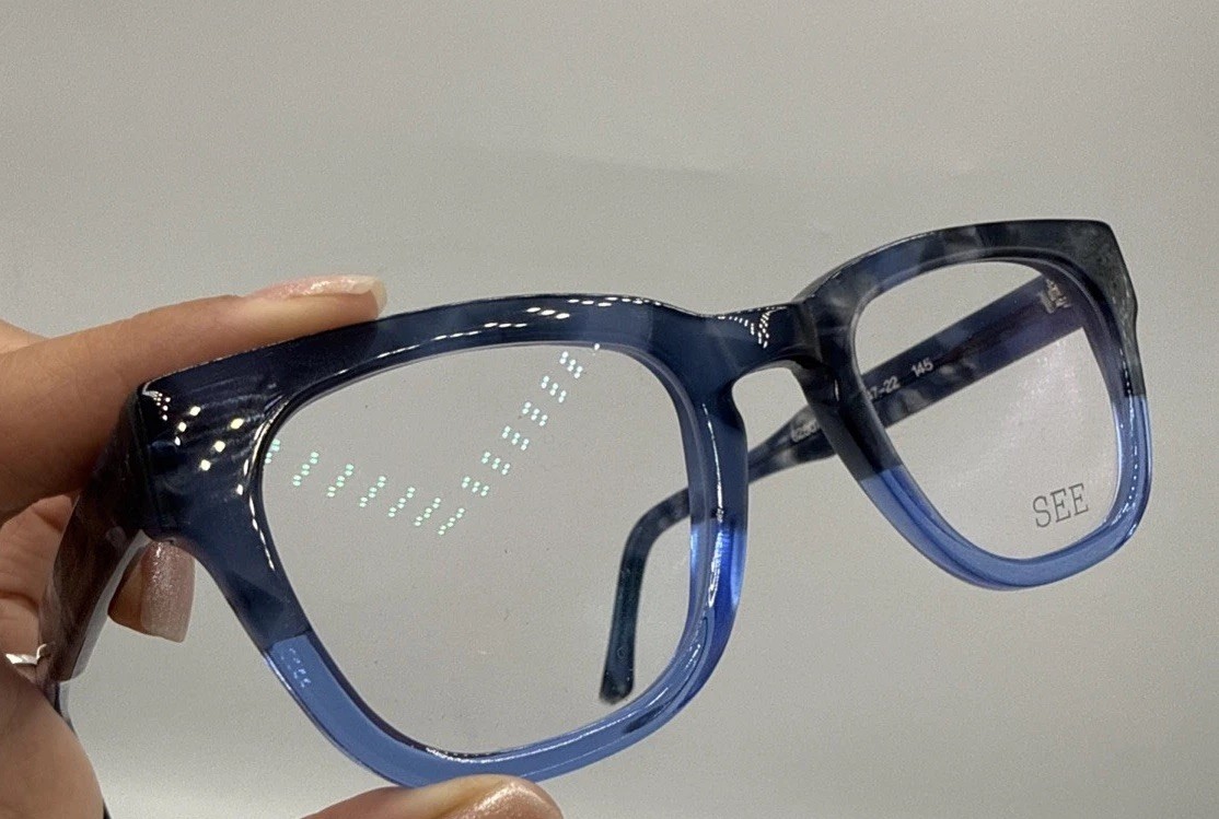 SEE Eyewear 1241 Blue Marbled Eyeglasses 47-22-145 Unisex NO BOX NEW !handmade