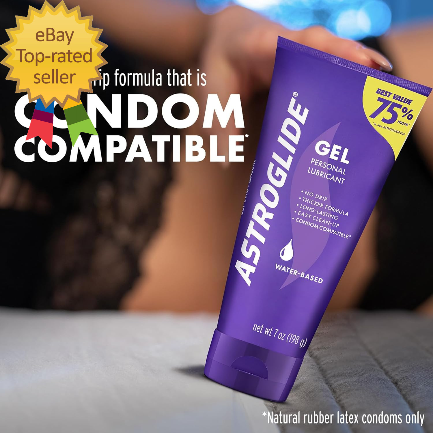 Astroglide Water Based Lube (7Oz), Ultra Gentle Gel Personal Lubricant for Vagin