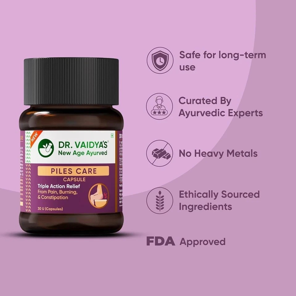 Dr. Vaidya Piles Care Capsules | 30 Capsules, Pack of 1