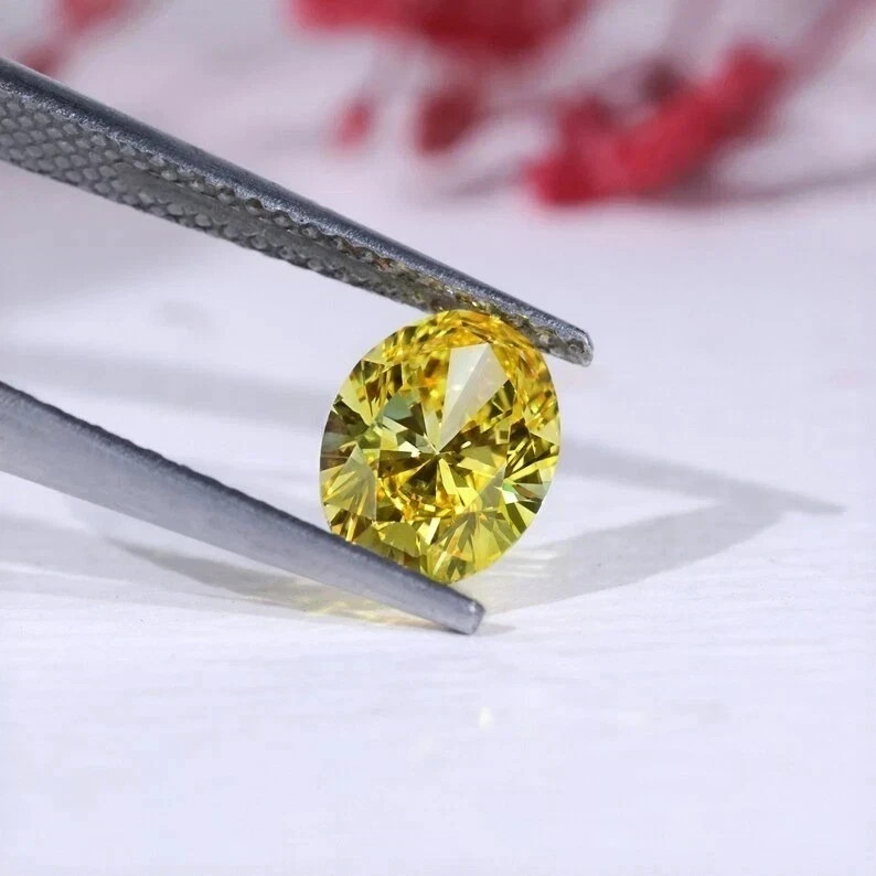 Loose Lab Grown Diamond 2.00 CT Natural Yellow Color Oval Shape VVS1 Certified