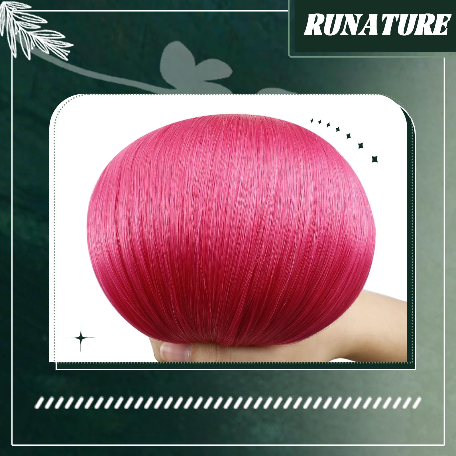 Runature Hot Pink Nano Bead Hair Extensions Human Hair 22 Inch 50G 50S