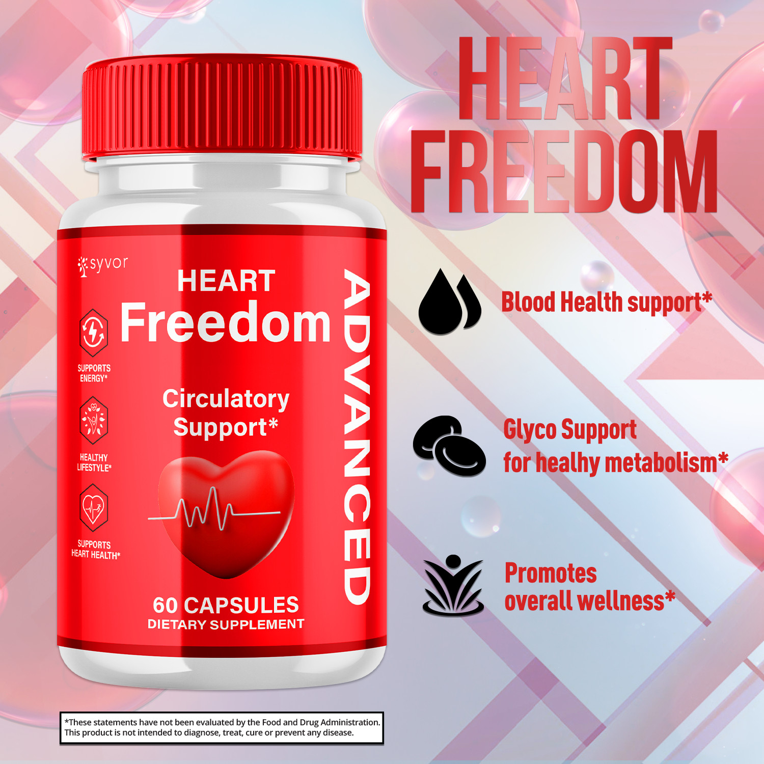 (2 Pack) Heart Freedom Blood Support Advanced Glycogen Supplement 120 Capsules