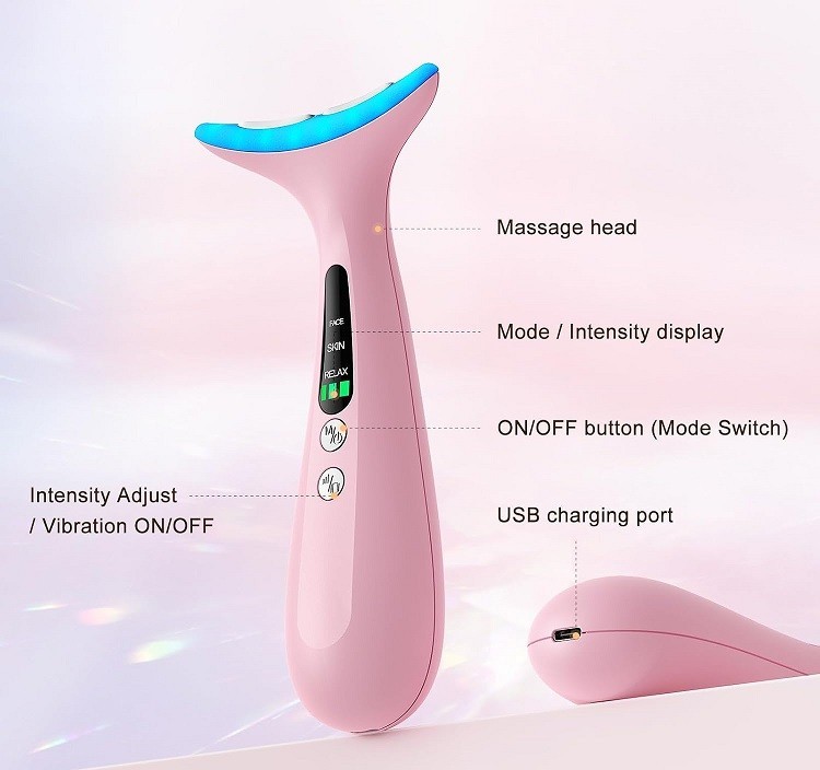 Facial & Neck Massager for Face/Neck/Eye -Skin Lifting Tool, AZMAVO-LZ003 – Pink