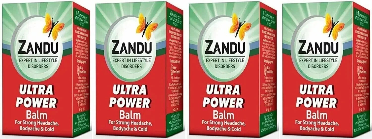 20 X Zandu Ultra Power Balm Headache Body Muscle Pain Cold Strain Relief -8 ml