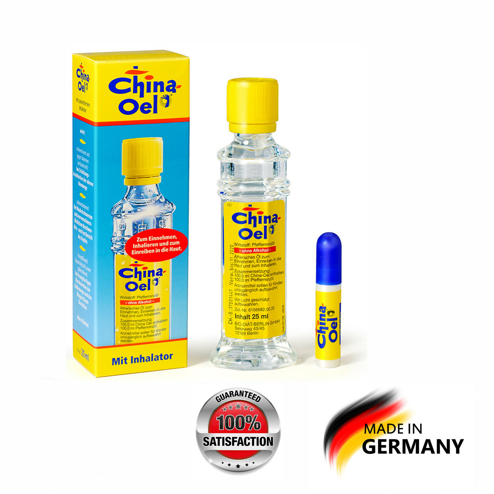 China Oel BioDiat @ 25ml Peppermint-Oil with Inhaler Natural Remedy EXP 01/2027