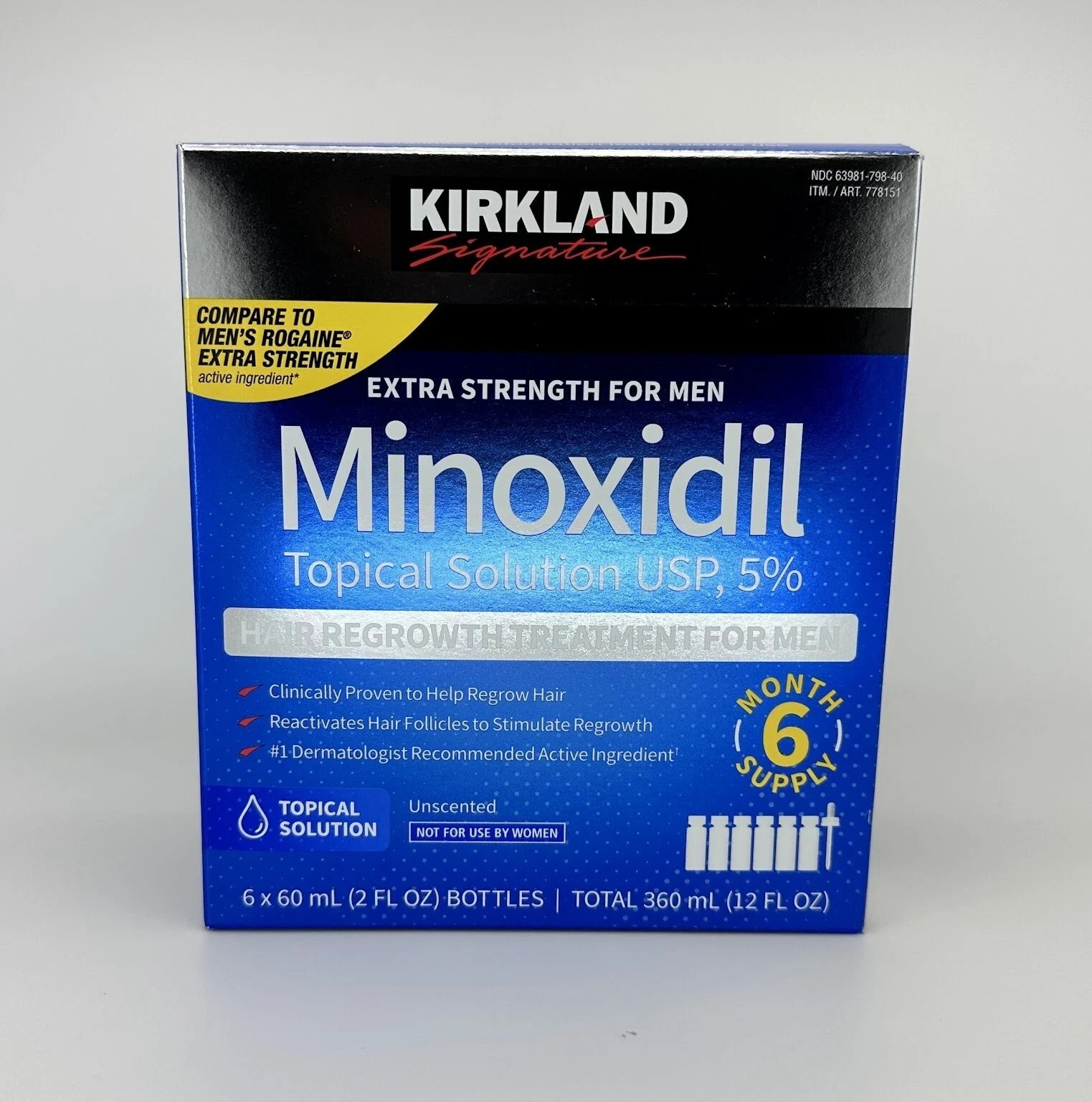 Kirkland Signature Minoxidil 5% Men Hair Regrowth Topical Solution – 6 Month Sup