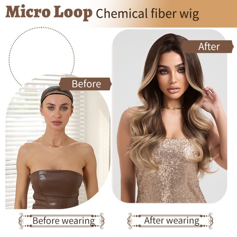 Heat Resistant 26in Ombre Honey Blonde Long Wavy Wig Full Cap for Women Party