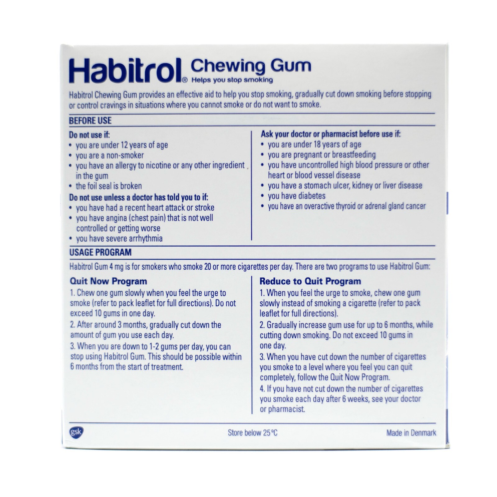 Habitrol Nicotine Gum 4 mg FRUIT (2040 total Pieces, 10 Bulk Boxes) NEW 01/2025