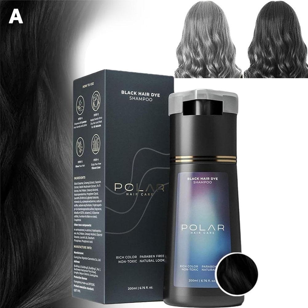 200ml Polar Hair Instant Dye Shampoo, Hair Color Shampoo for Hair Natural Color