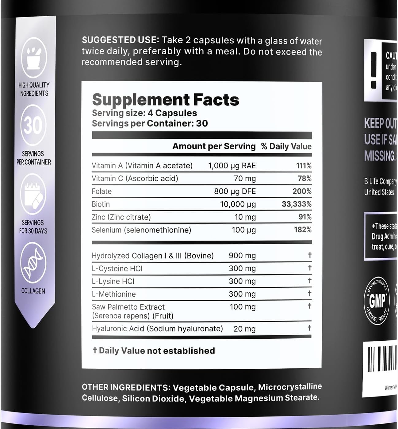 TWO PACK- Womens Hair Growth Supplement – Biotin Hair Vitamin Complex (60 days)