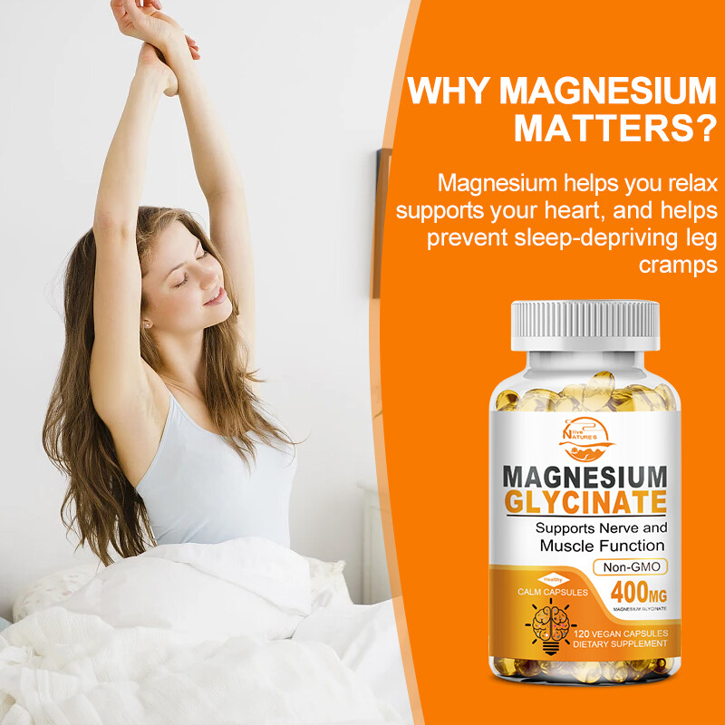 High Absorption Magnesium Glycinate 400 mg, 120 Capules Non-GMO Relieve Stress