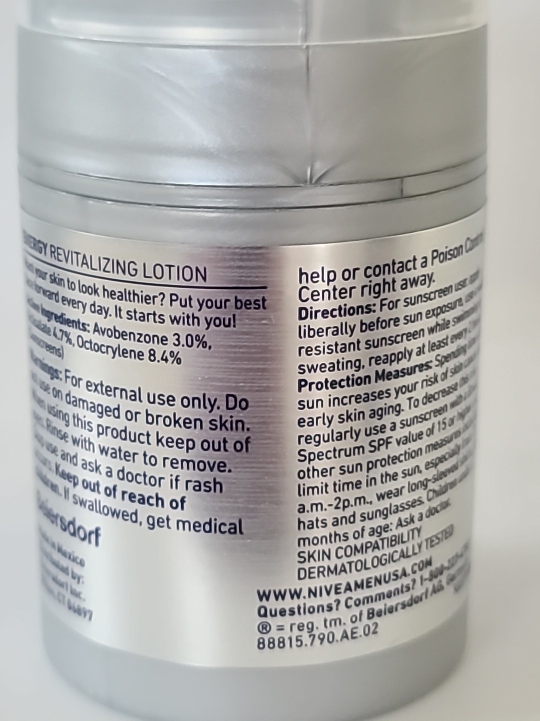 NIVEA Men• ENERGY • REVITALIZING LOTION • SPF 15 Sunscreen 1.7 fl oz / 50 mL