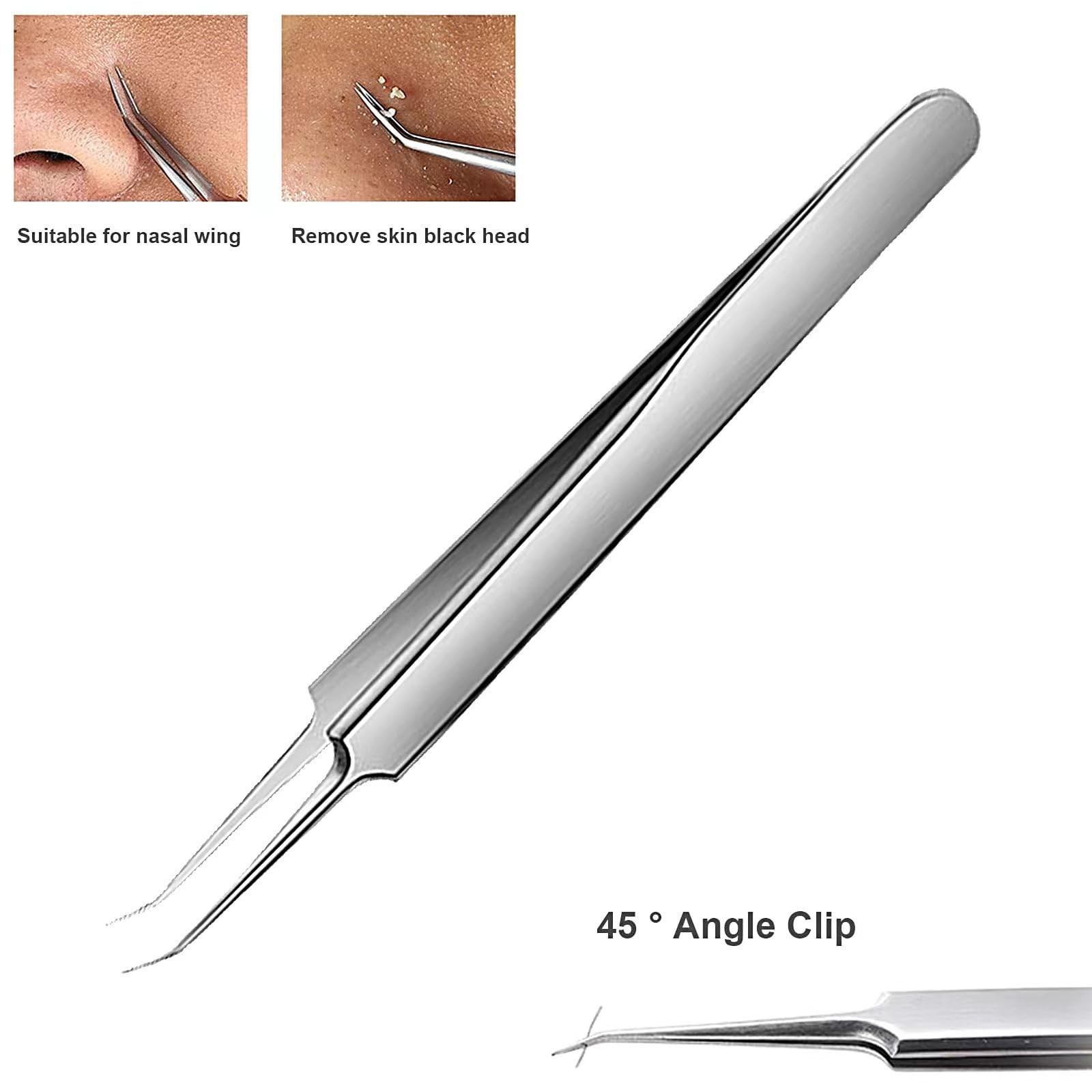 Professional Blackhead Tweezers Set – Stainless Steel Pimple Popper Tool Kit, Ex