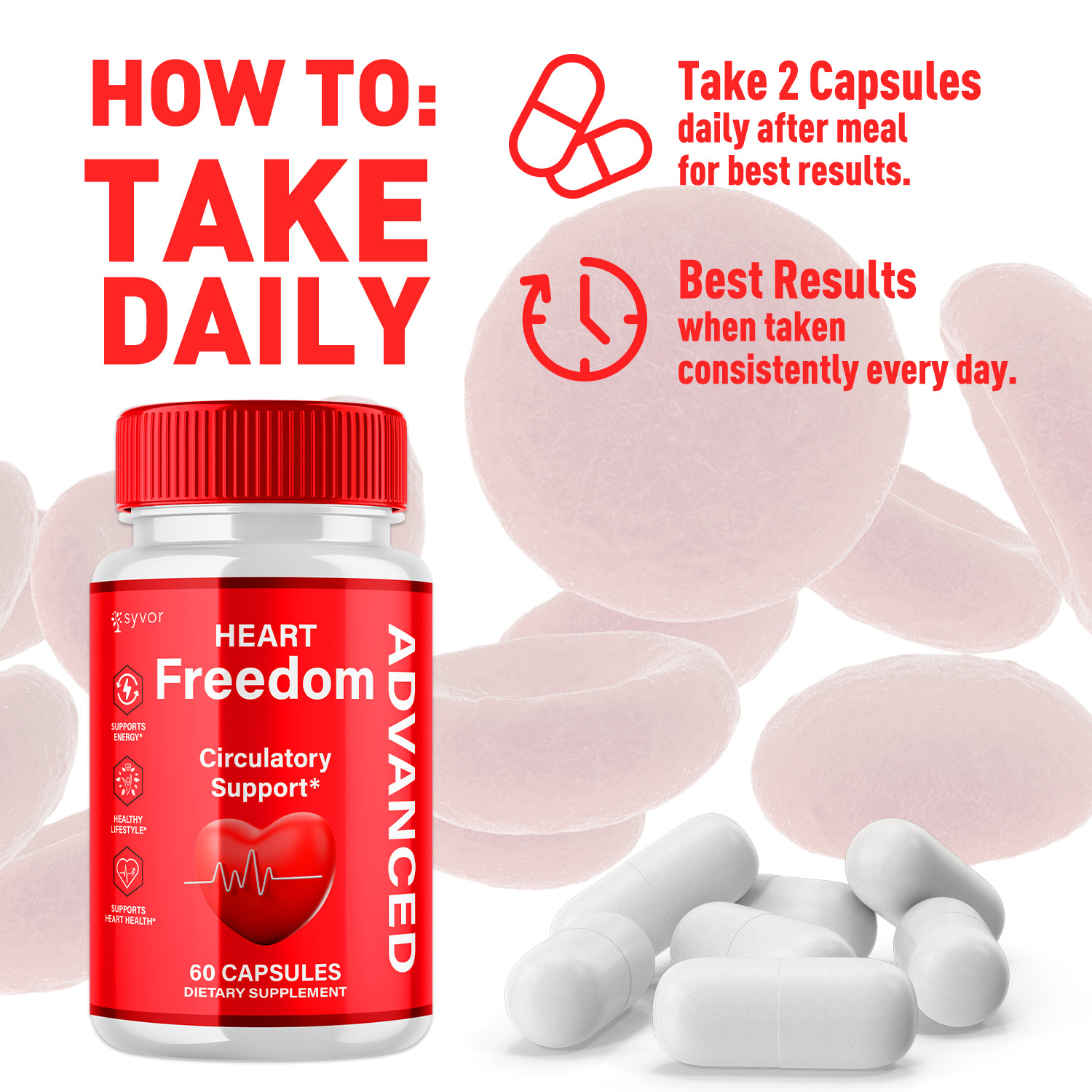 (2 Pack) Heart Freedom Blood Support Advanced Glycogen Supplement 120 Capsules