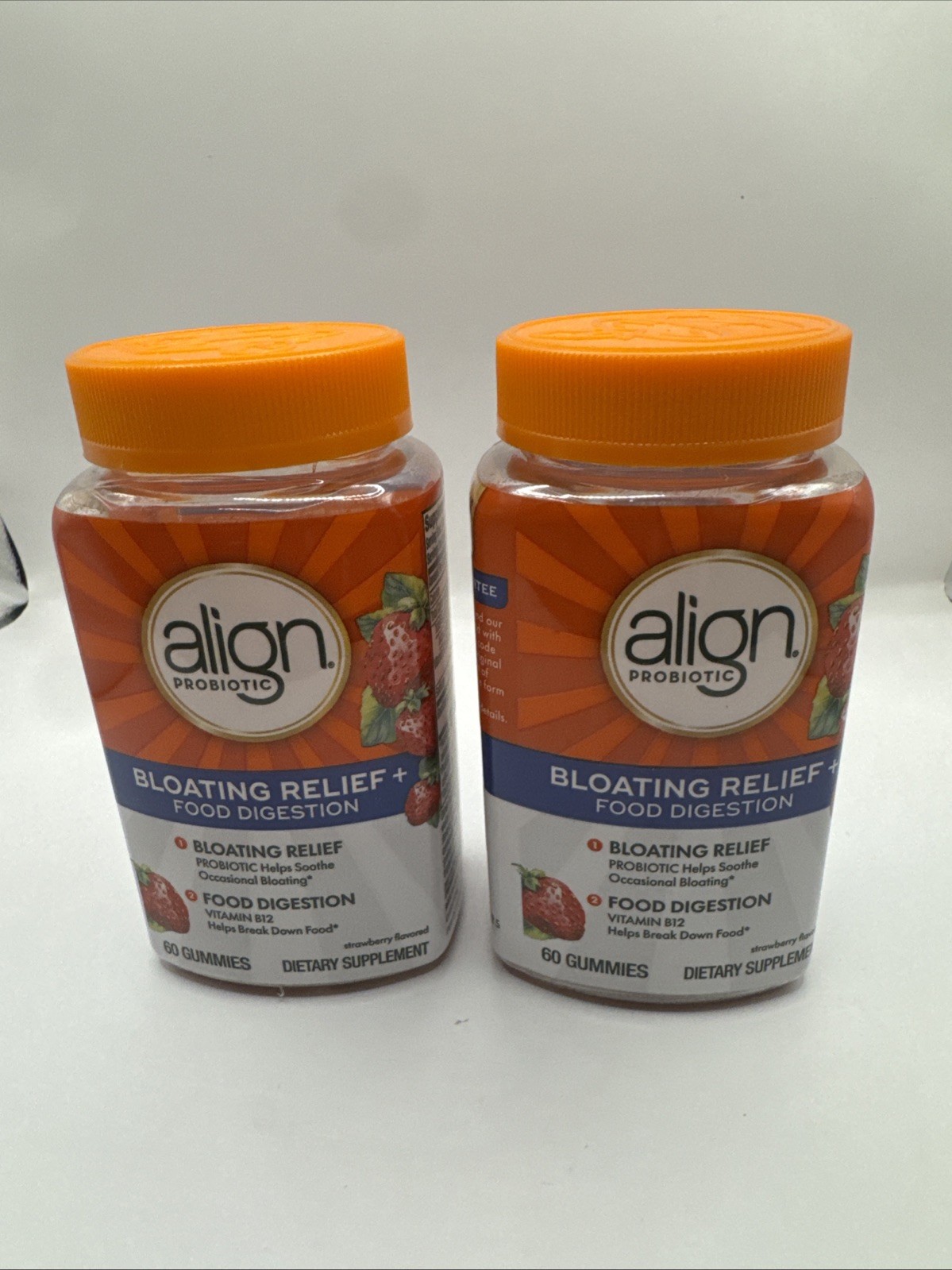 Lot (2) Align Probiotic Bloating Relief + Food Digestion B12 60ct. Exp. 12/25+