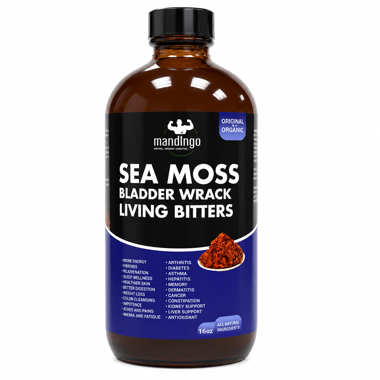 Sea Moss Bladder Wrack Living Bitters 16 oz Herbal Blend Liquid