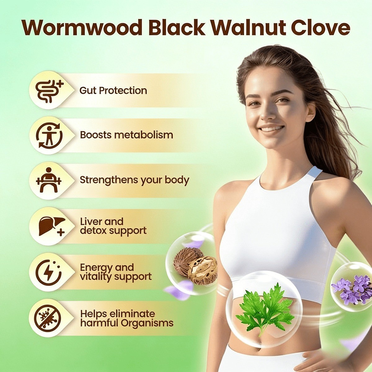 VivoNu Wormwood Black Walnut Cloves Capsules,Natural Cleanse&Metabolism Support