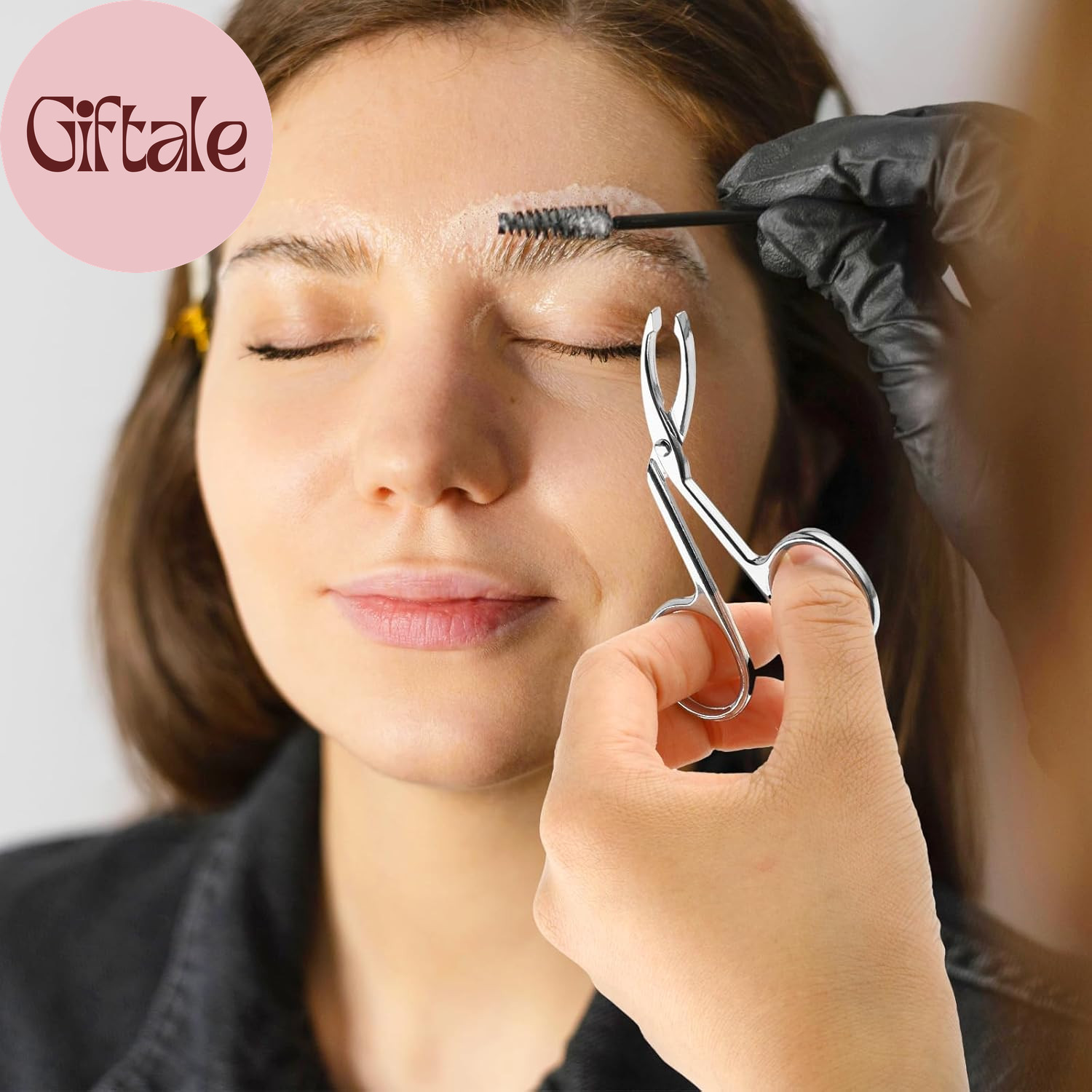 4 Pieces Eyebrow Tweezers Scissor Handle Set Flat Straight Tip Hair Plucker and