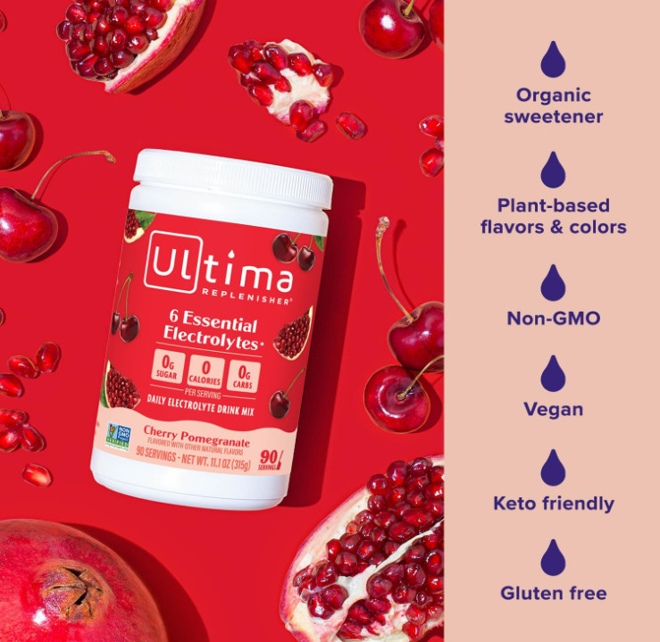 Ultima Replenisher Electrolyte Powder, Cherry Pomegranate, 90 Servings