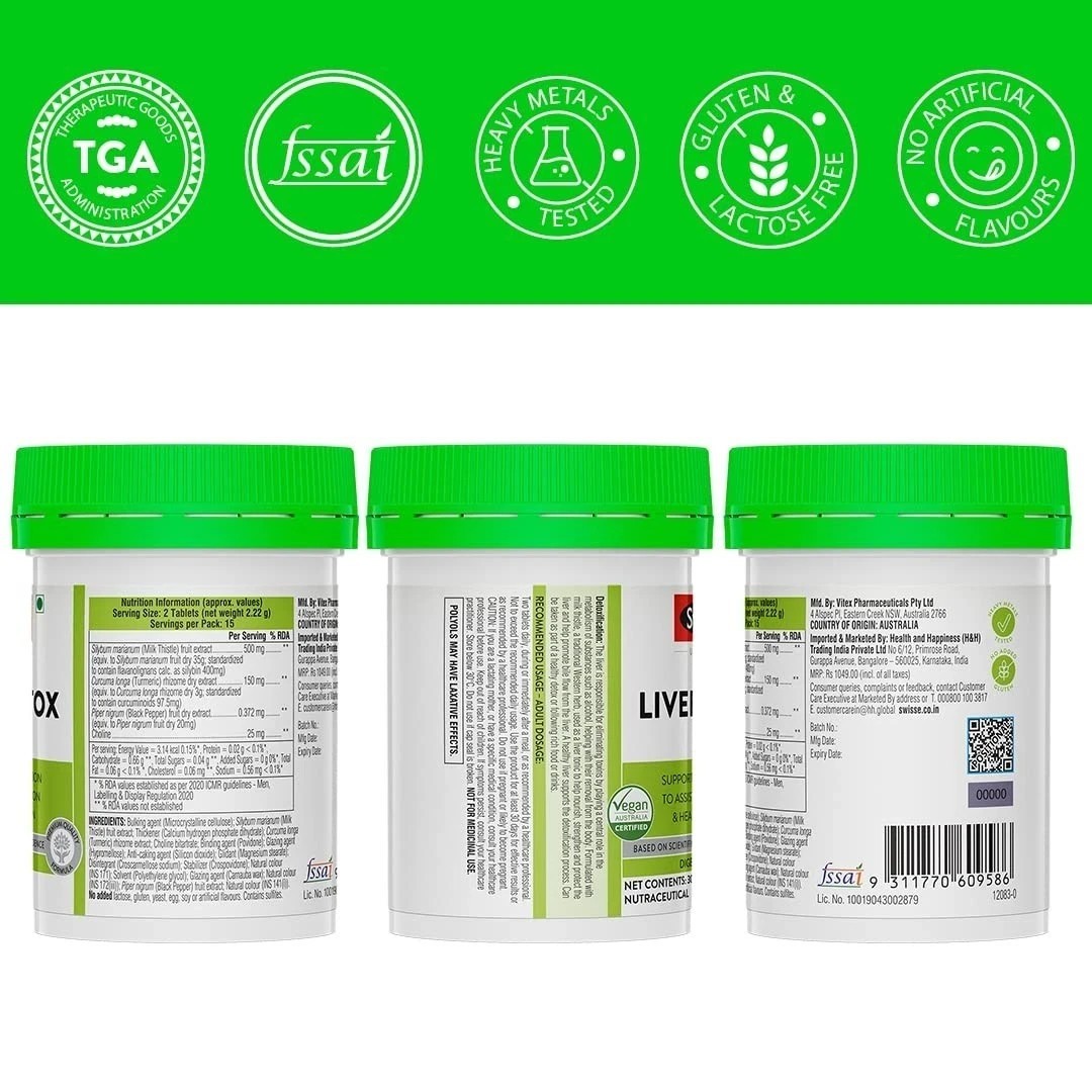 Swisse Liver Detox High Strength 500mg Milk Thistle – 30 Tablets