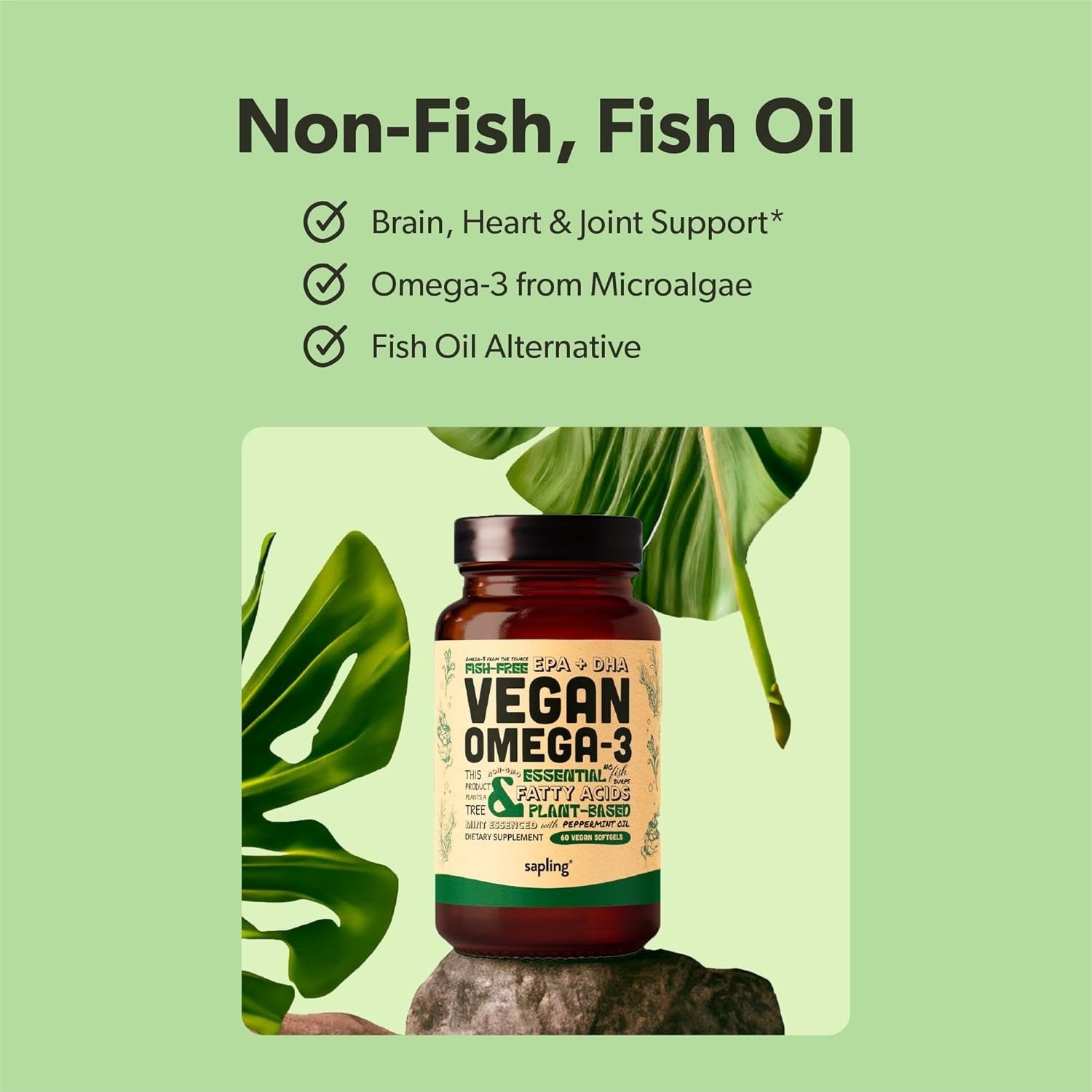 Vegan Omega 3 DHA EPA Algae Oil 60 Softgels 2 Pack Plant-Based Heart Brain Joint