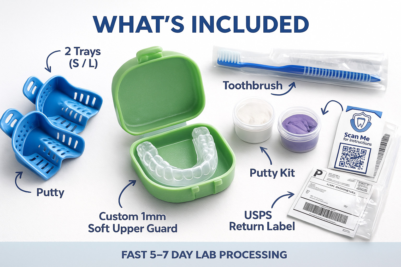 Custom LabMade Dental Night Guard for Teeth Grinding with Home Impression Kit