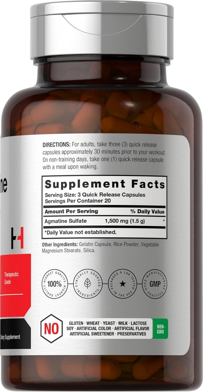 Agmatine Sulfate Capsules 1500mg | 60 Pills | Pharmaceutical Grade | Non-GMO,…
