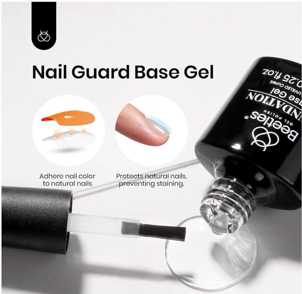 Beetles Gel Nail Polish Set- 4Pcs White Black Gel Nail Polish with No Wipe Top&B