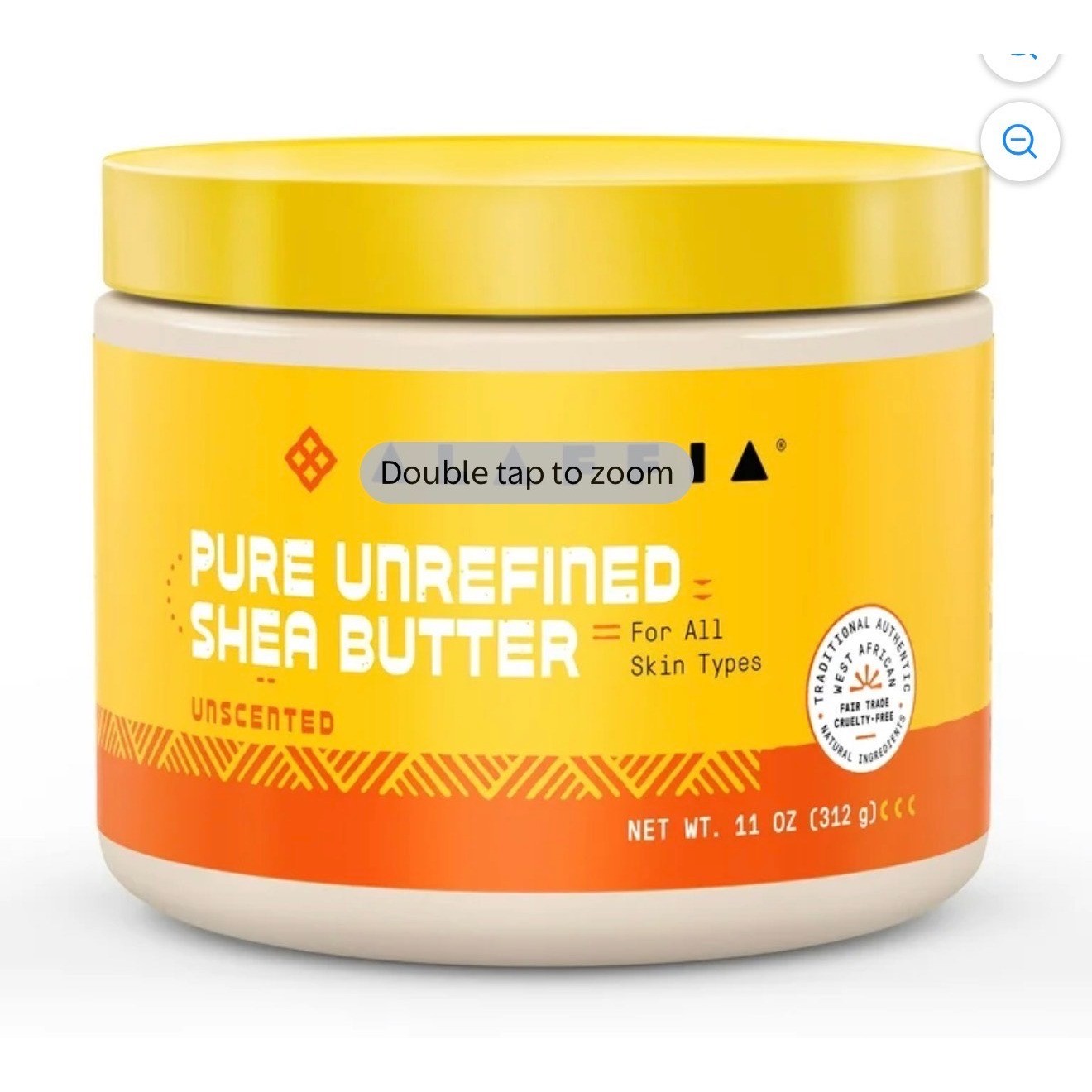 Alaffia Pure Unrefined Shea Butter Unscented For All Skin Types 11 oz 312g Jar