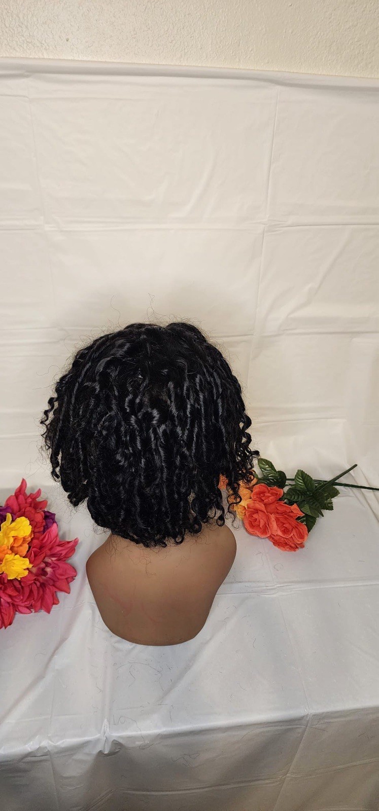 Black Curly Wig Short Curly Hairpiece for Adult Women Curly Hair Style