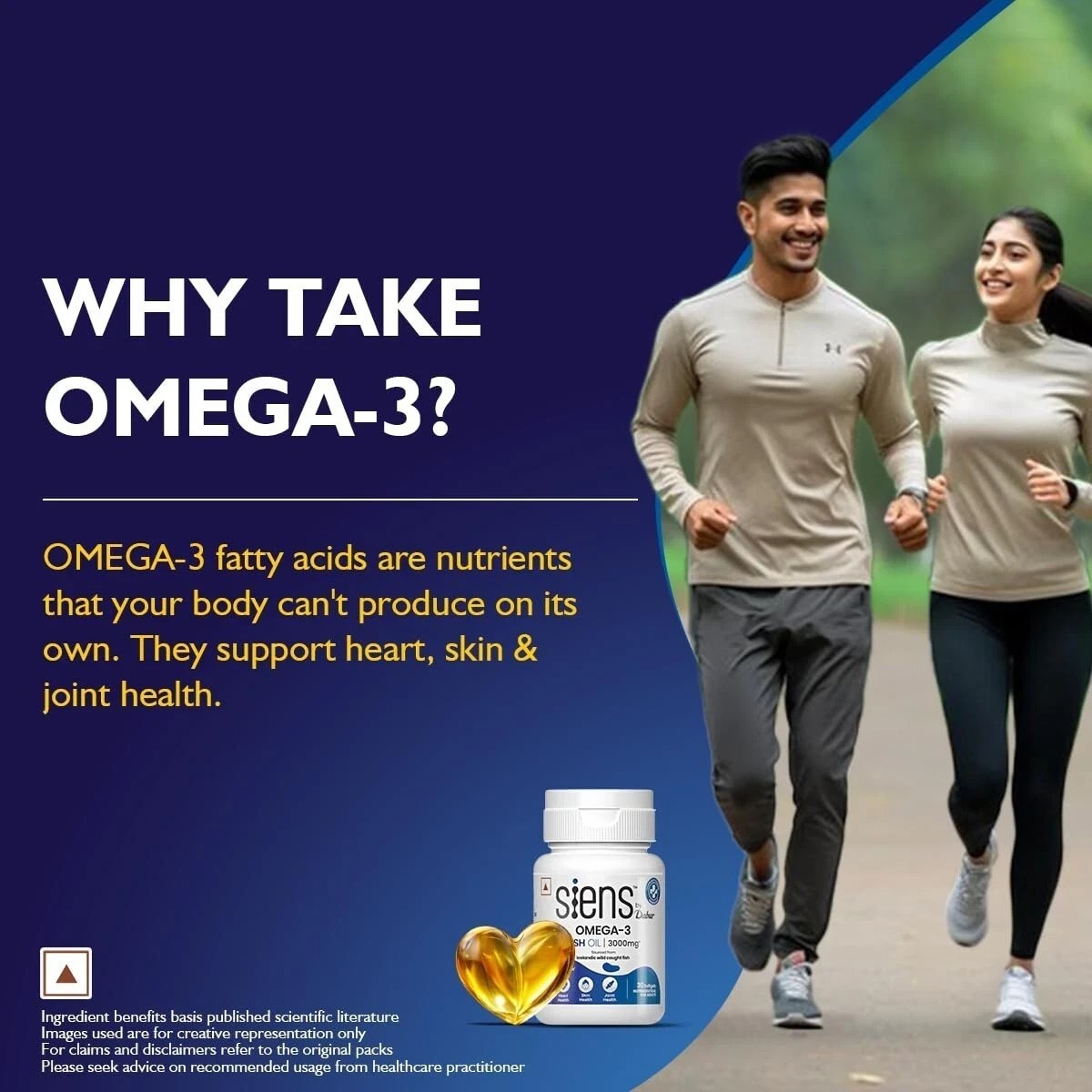 Siens By Dabur Omega-3 Fish Oil 3000mg 30 Softgels For Heart Skin Joint Health