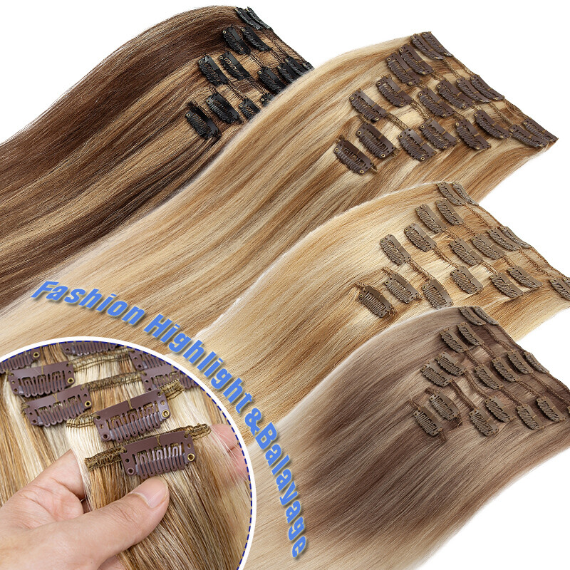 CLEARANCE 100% Human Hair Extensions Clip In Real Remy Hair Extensions Full Head