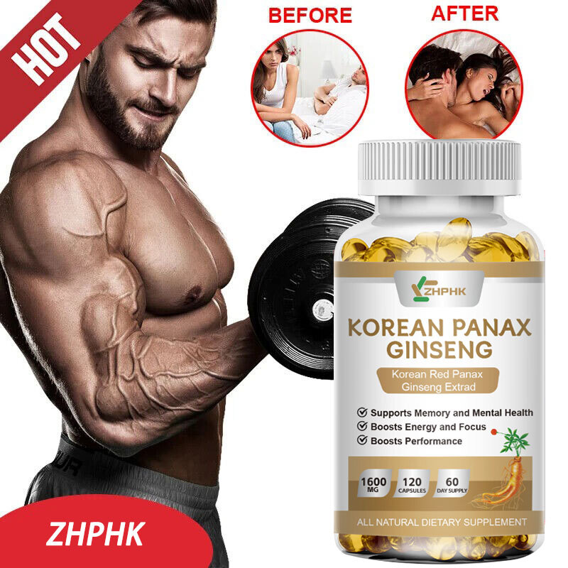 Korean Red Panax Ginseng 120 Capsules – 1600mg Extra Strength NON-GMO No Fillers