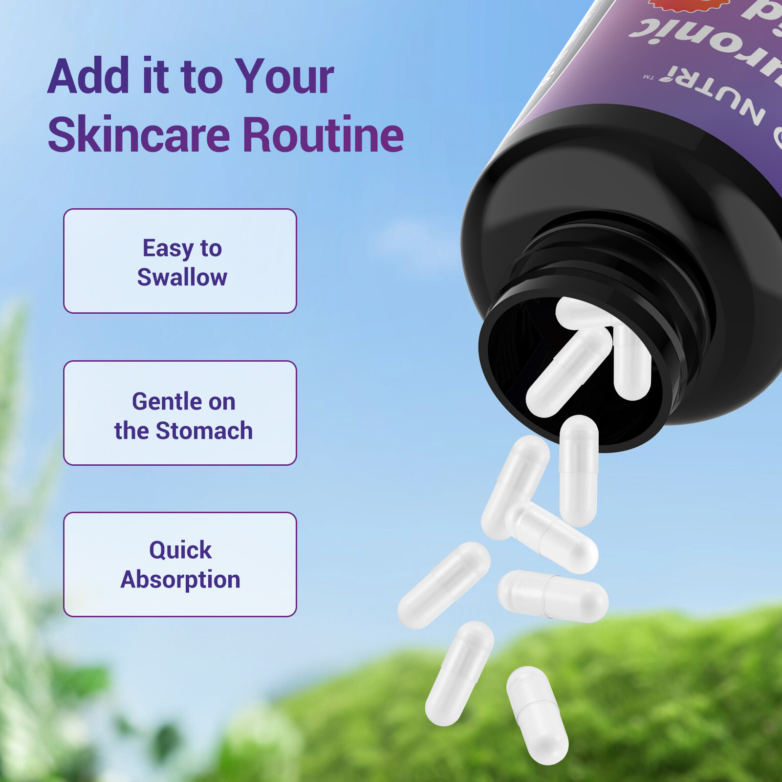 BIO NUTRI Hyaluronic Acid Supplements Emollient Moisturizing Anti-aging Biotin