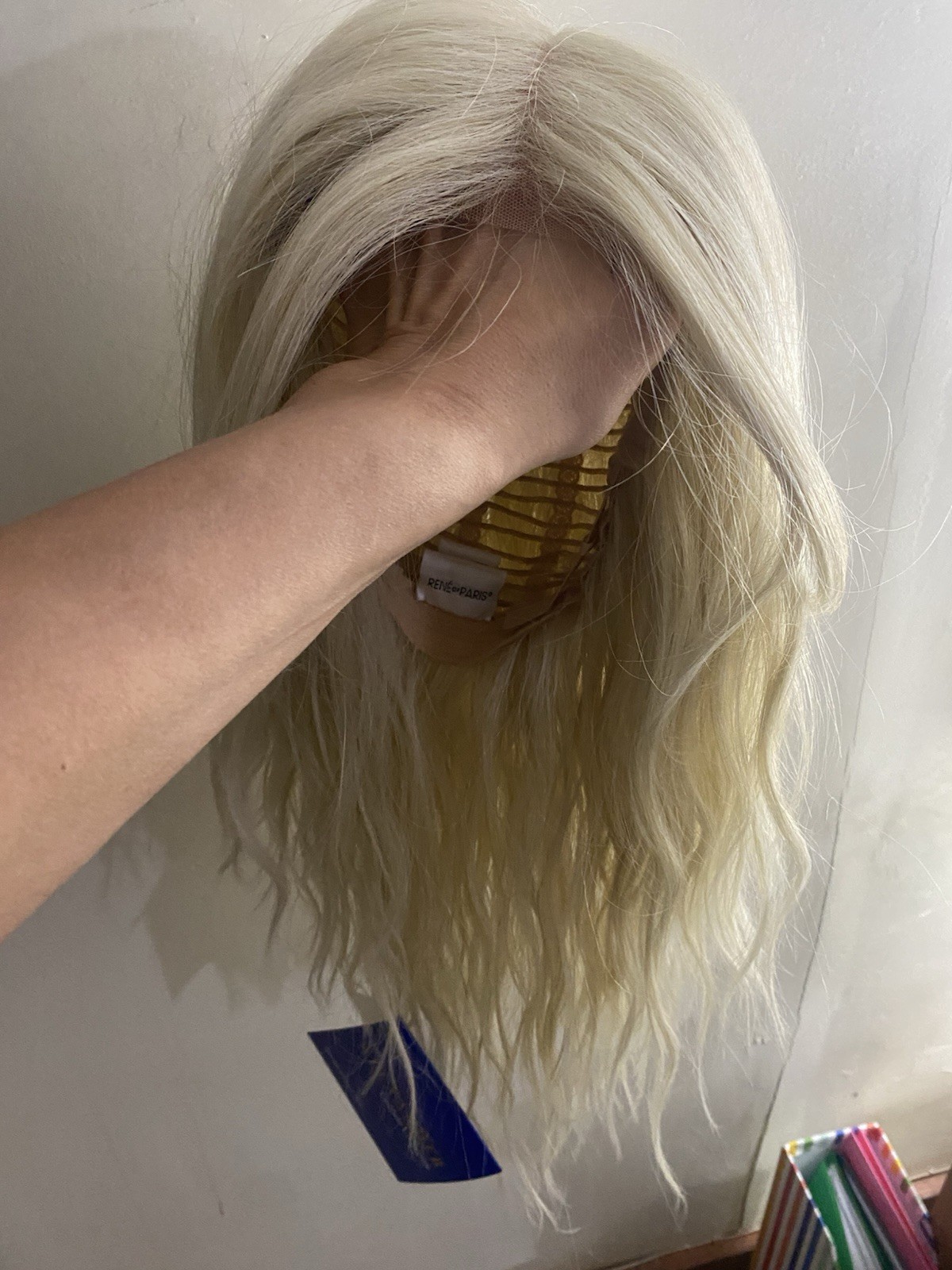 Rene of Paris Platinum Blond Wavy Fashion Wig for Women Adult