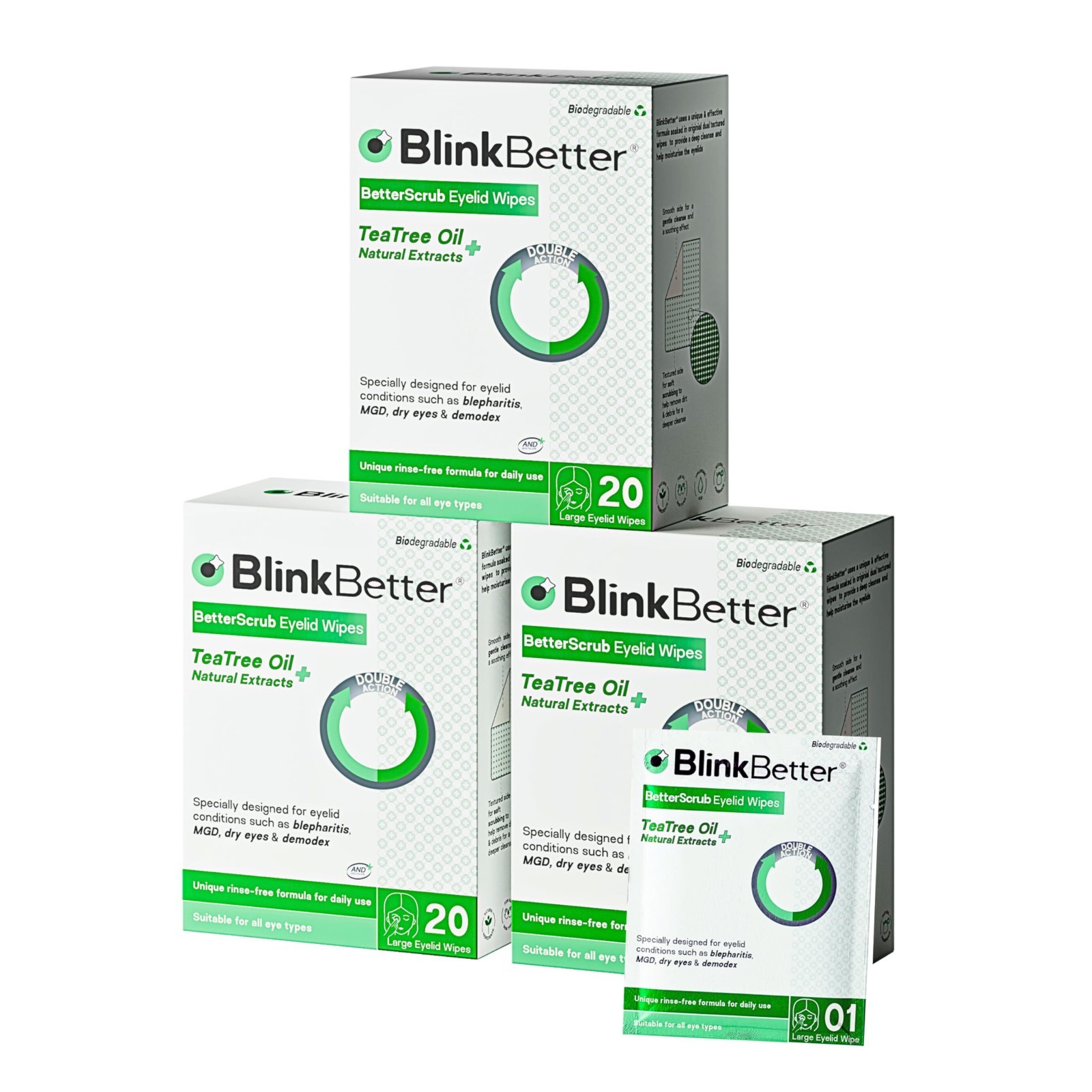 Natural Tea Tree Oil Eyelid Wipes – 60 Count (Pack of 3) for Blepharitis, MGD &