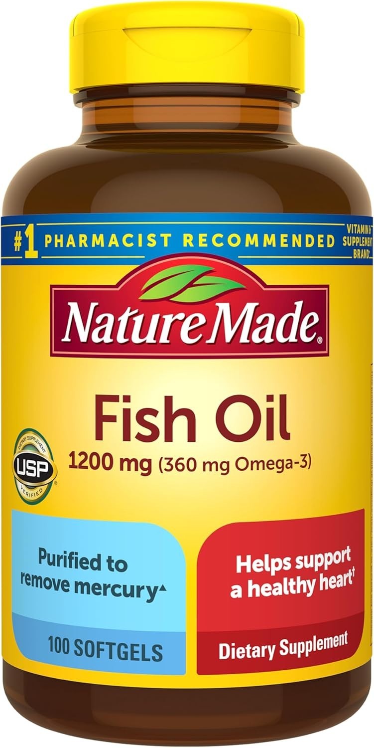 Pure Omega 3 Fish Oil Softgels – Supports Heart Health, 1200mg, 50-Day Supply