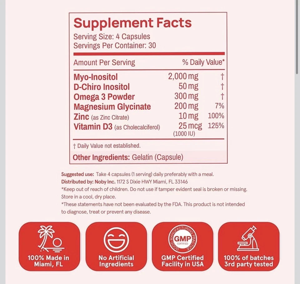 Peach Perfect Inositol Multivitamin, 120 Capsules