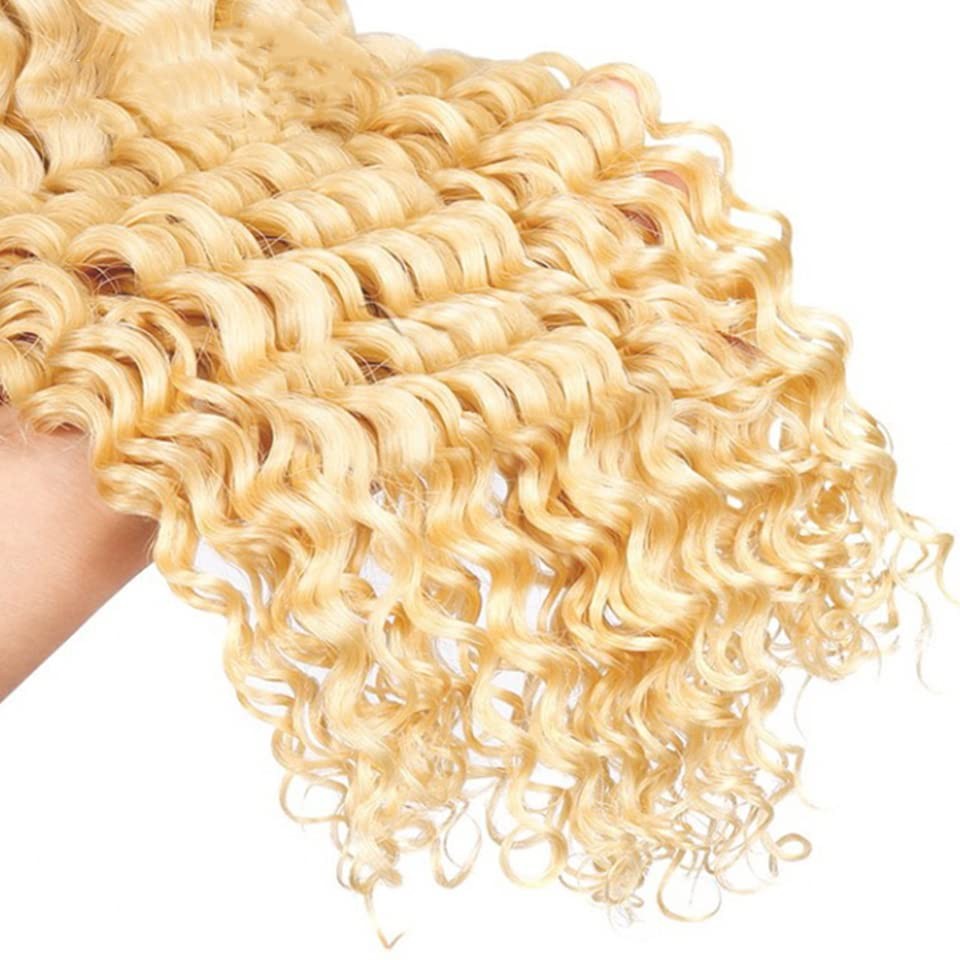 Younghann 30 32 34 Inch Blonde Human Hair Bundles Color 613 Deep Wave Bundles