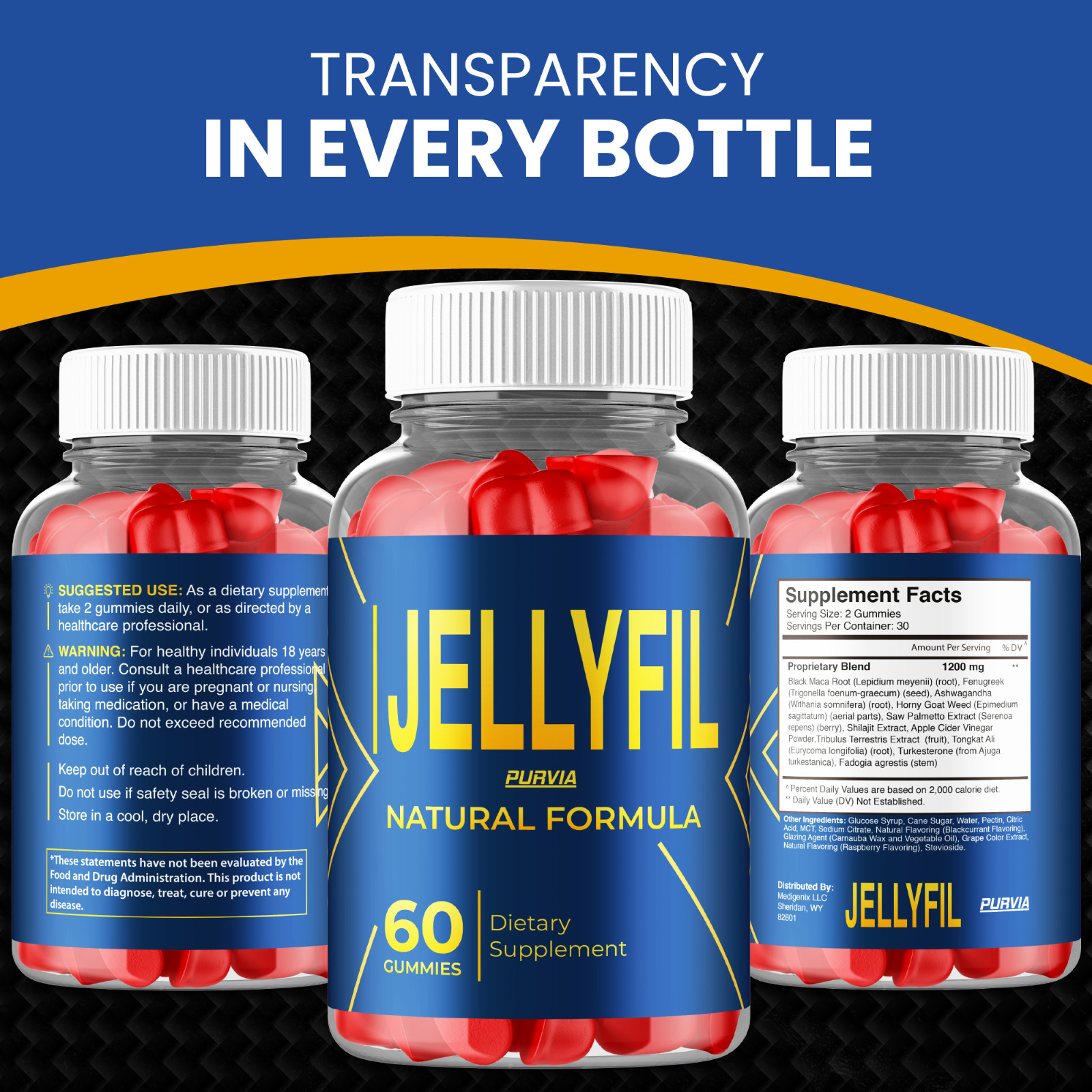 (2 Pack) Jellyfil Gummies For Men Jelly Fil Male Premium Supplements (120 ct)