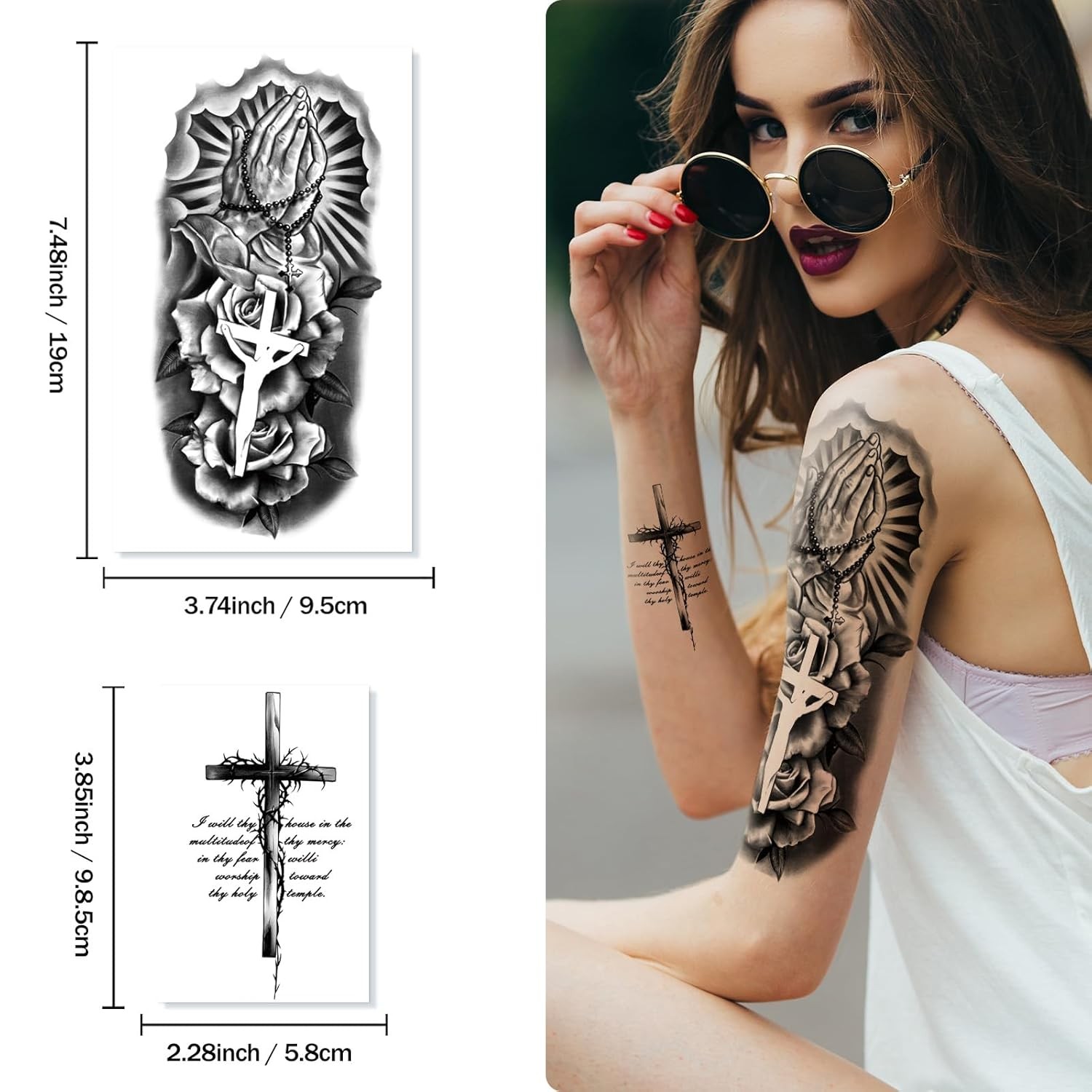 77 Sheets Christian Temporary Tattoo Adult Men Women Kids Religious Jesus Cross
