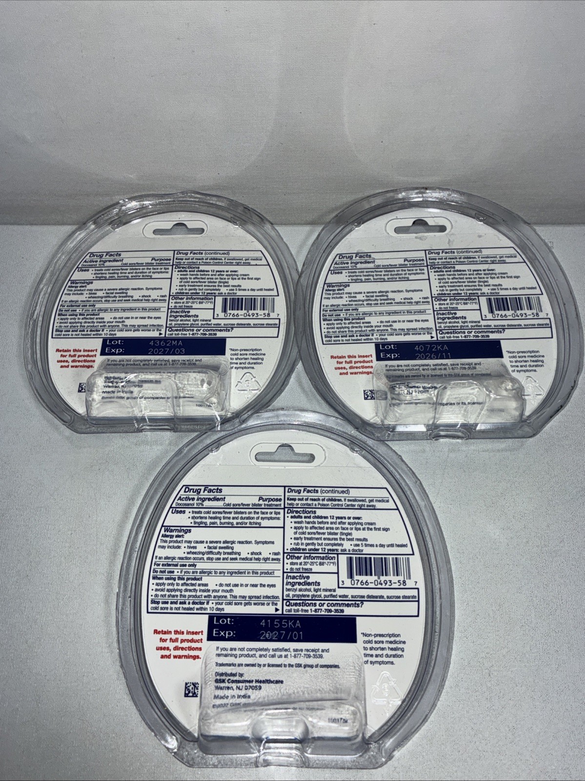 3 Sealed Abreva Twin Packs Cold Sore Treatment Topical Ointment