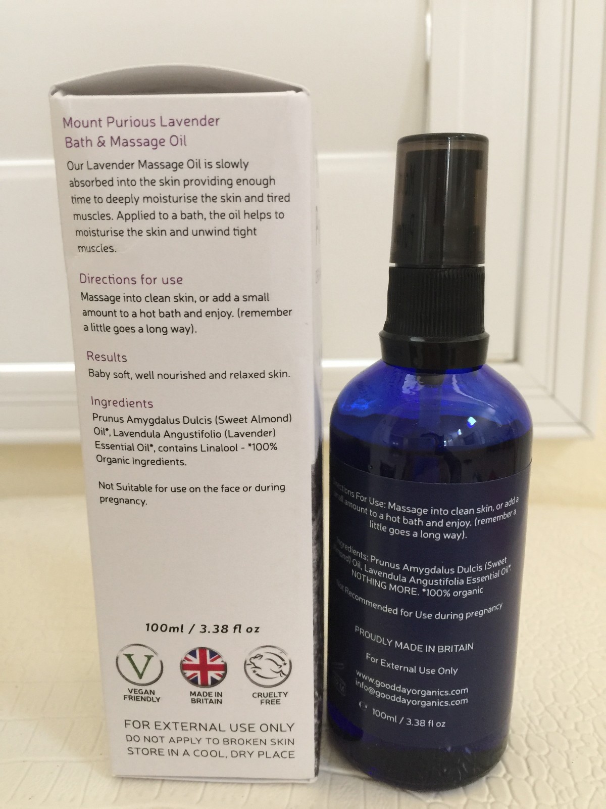 Organic Skincare Lavender Oil Bath & Massage Mount Purious United Kingdom NIB