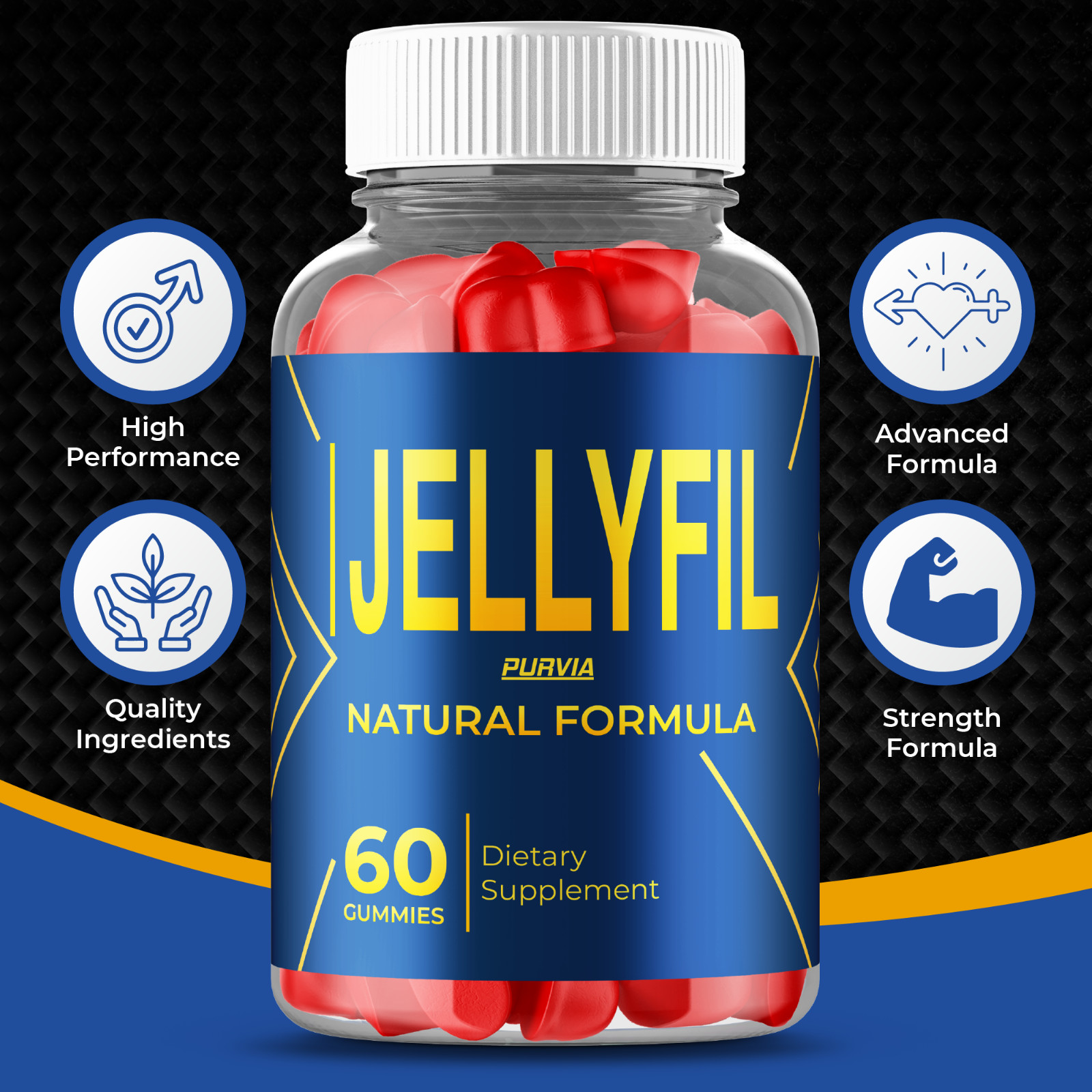 (2 Pack) Jellyfil Gummies For Men Jelly Fil Male Premium Supplements (120 ct)