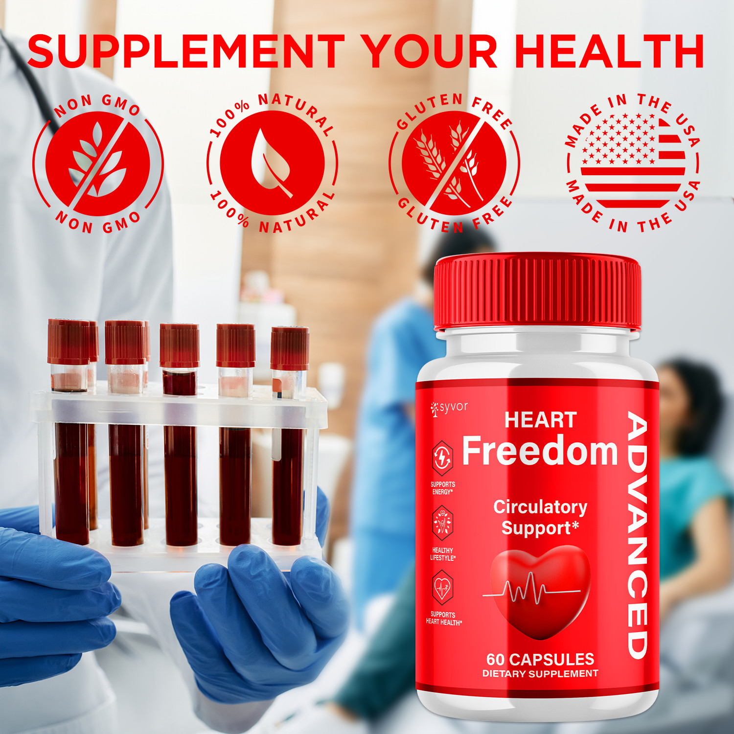 (2 Pack) Heart Freedom Blood Support Advanced Glycogen Supplement 120 Capsules