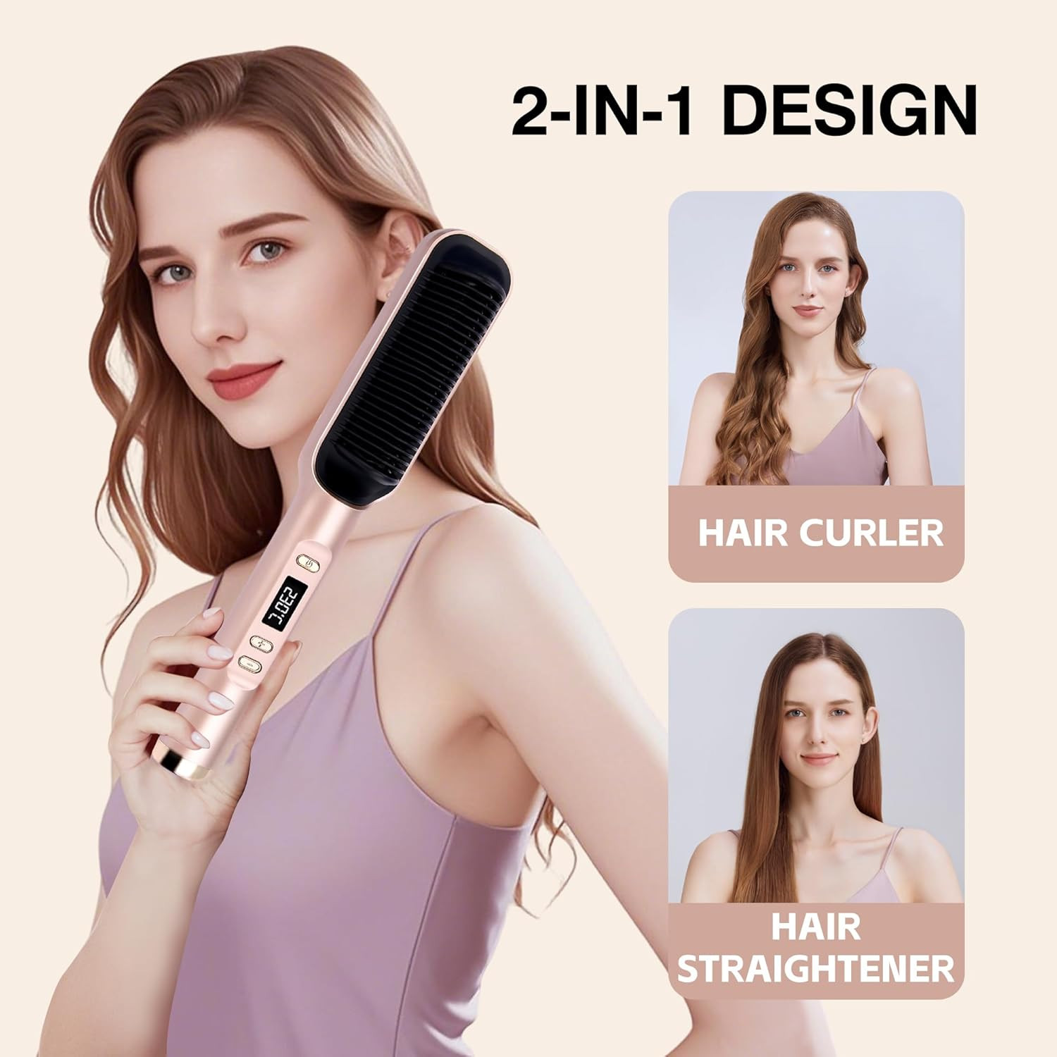 Hair Straightener Brush, Ring Sleek Sweep Ionic Hair Straightener Comb Straighte