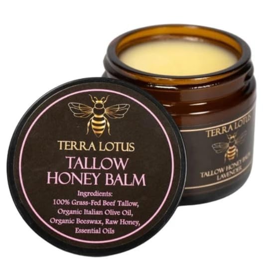 Organic Grass-Fed Beef Tallow Balm with Raw Honey-Moisturizing Cream 2 Oz,Citrus