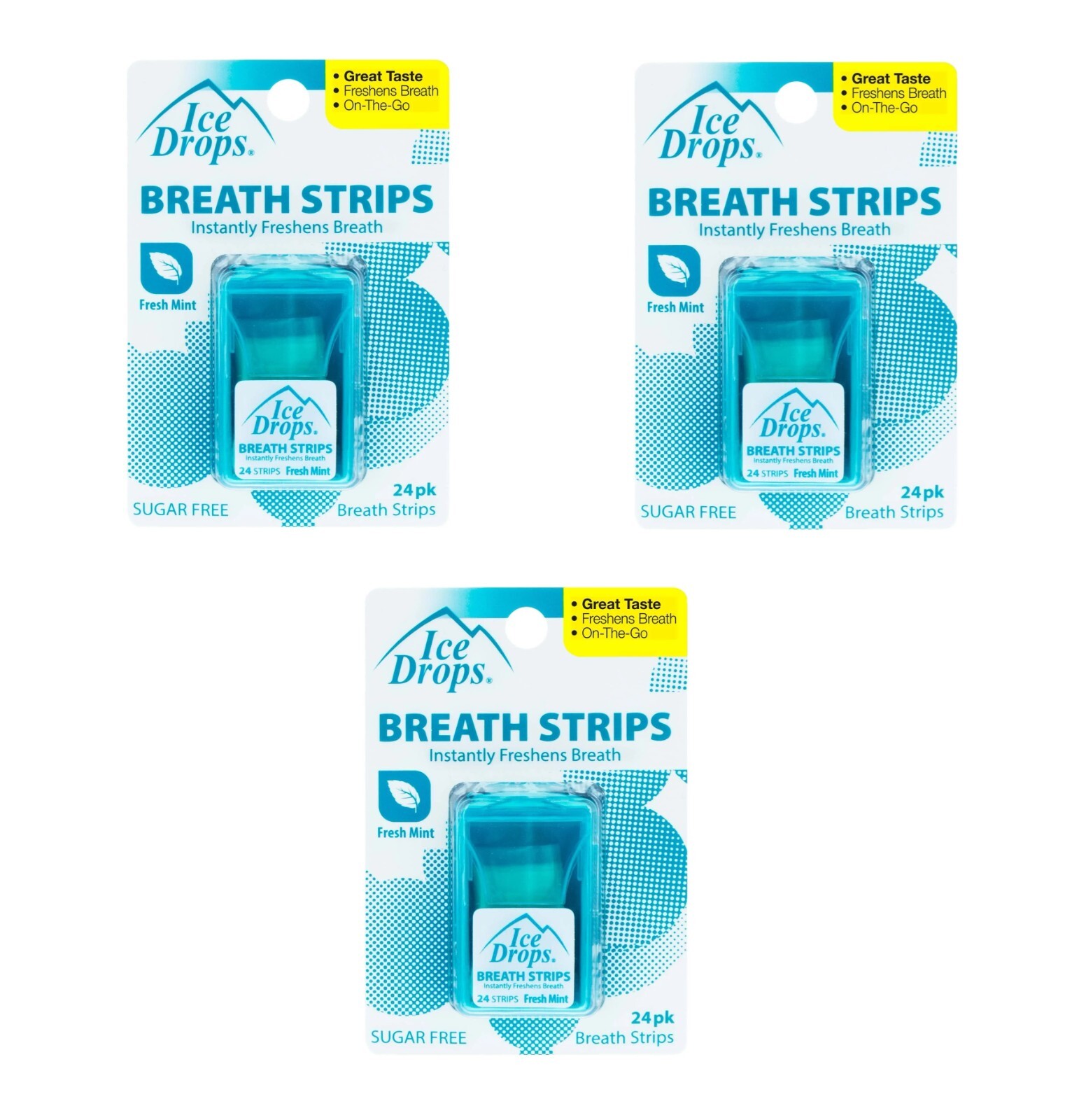 Ice Drops Breath Strips Fresh Mint Instantly Freshens Breath Small Portable Case