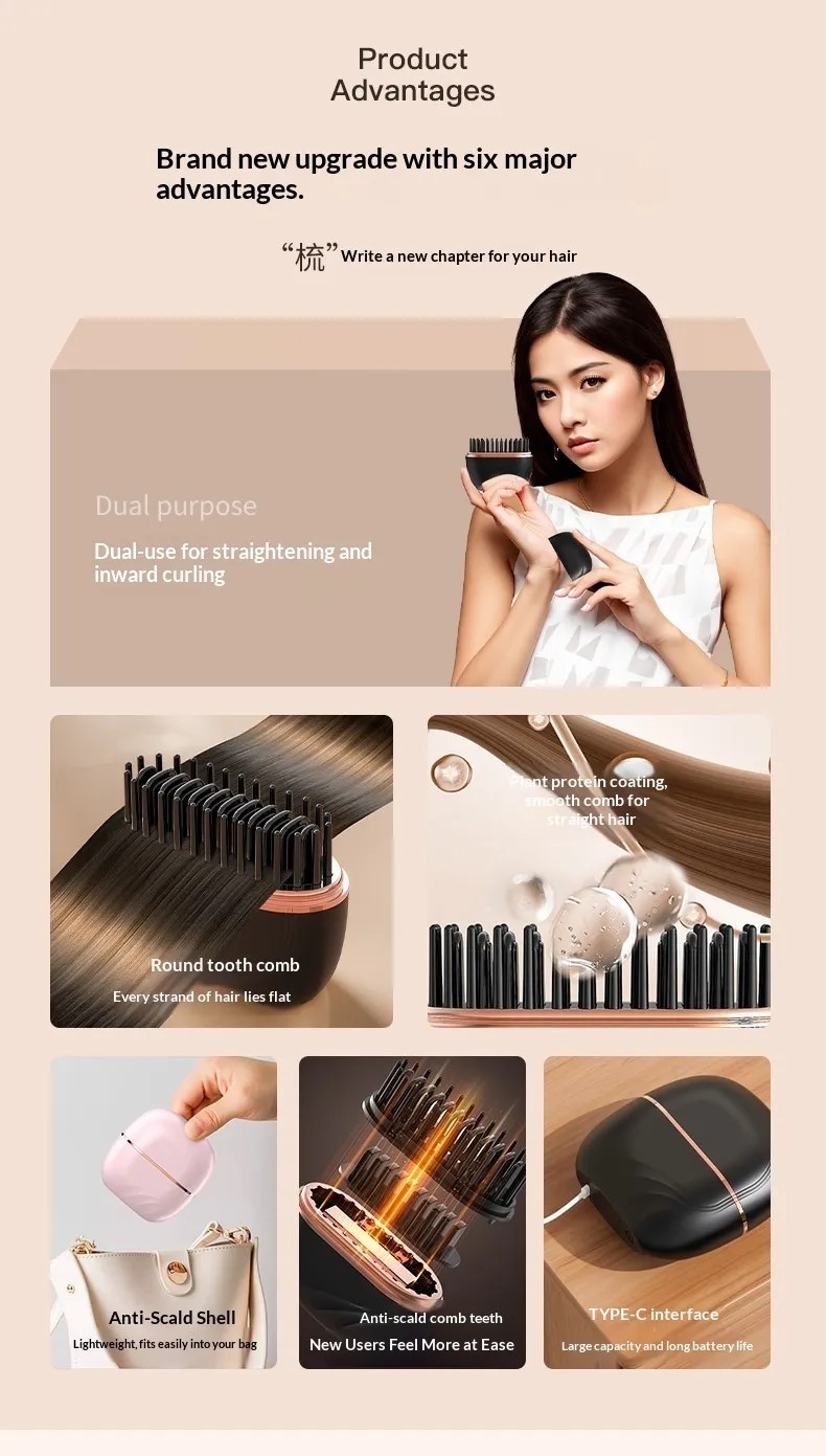 Cordless Hair Straightener Flat Iron Portable Mini Rechargeable USB Hair Styler