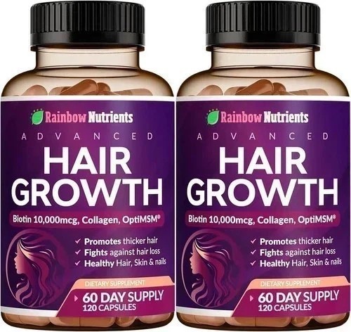 2 PACK Rainbow Nutrients Advanced Hair Growth- Prevent Hair Loss NEW